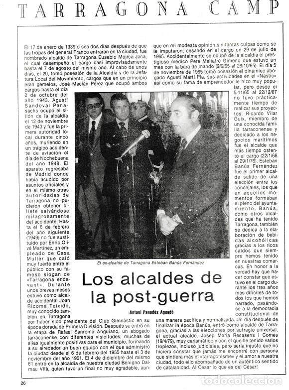 Coleccionismo: TARRAGONA CAMP - LOS ALCALDES DE LA POST GUERRA - CURIOSIDADES - HOJA RECORTADA - A&Ntilde;OS 70/80