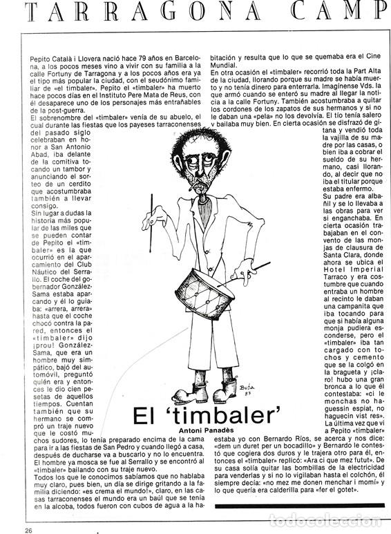 Coleccionismo: TARRAGONA CAMP - EL TIMBALER  - CURIOSIDADES - HOJA RECORTADA - A&Ntilde;OS 70/80