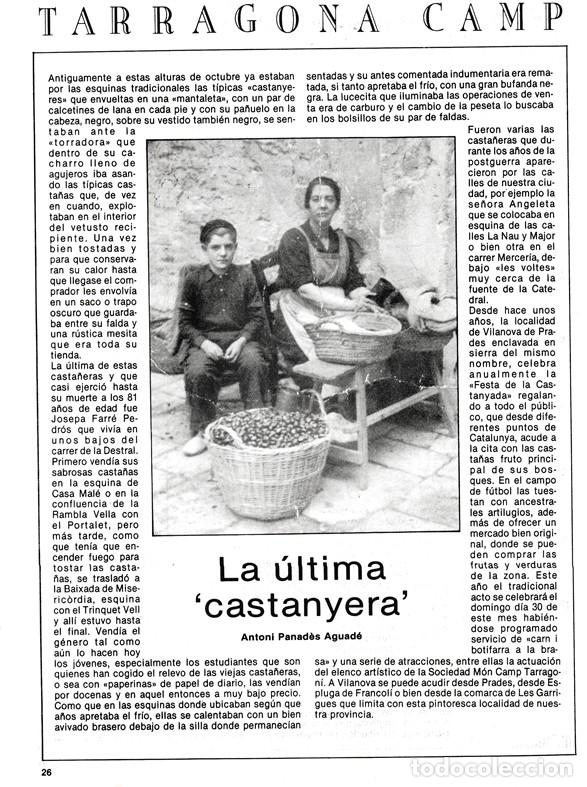 Coleccionismo: TARRAGONA CAMP - LA ULTIMA CASTANYERA  - CURIOSIDADES - HOJA RECORTADA - A&Ntilde;OS 70/80