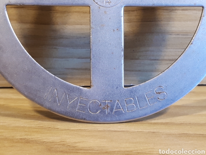 Coleccionismo: Placa publicitaria Campocomplex reversible Bayer inyectables y capsulas. - Foto 4