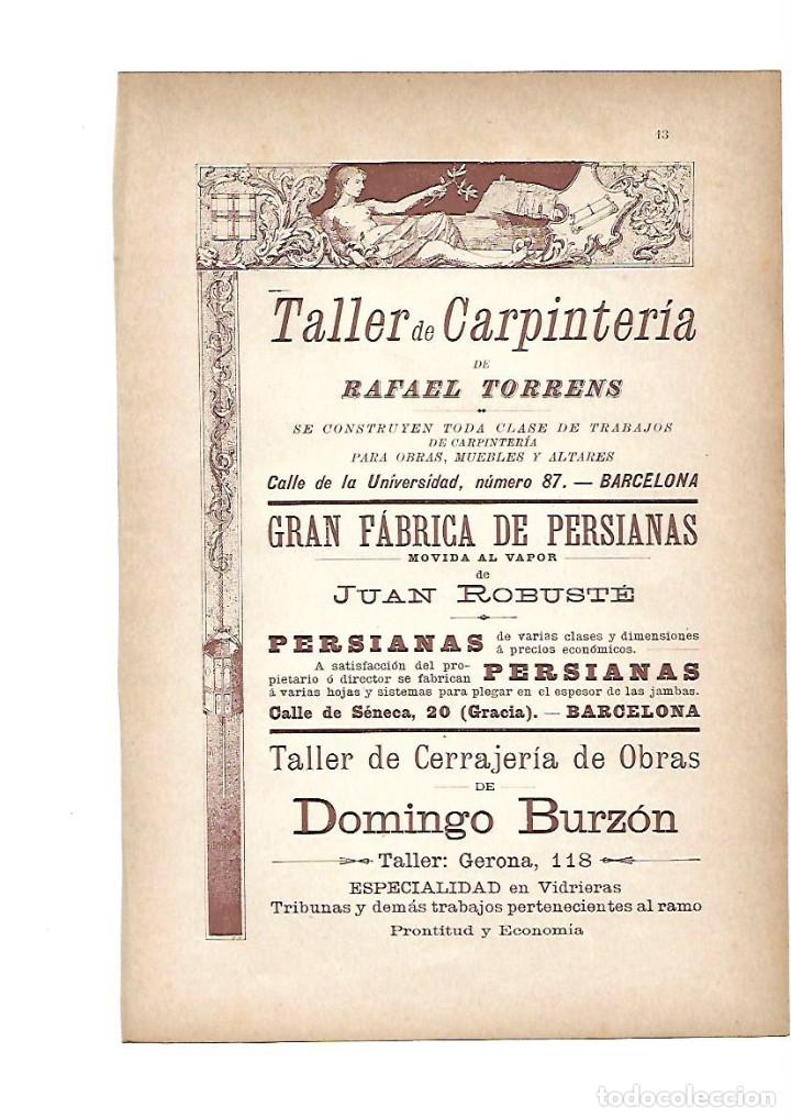 Collecting paper: A&Ntilde;O 1903 PUBLICIDAD ANUNCIO MODERNISTA RAFAEL TORRENS DOMINGO BURZON JUAN ROBUSTE PERSIANAS