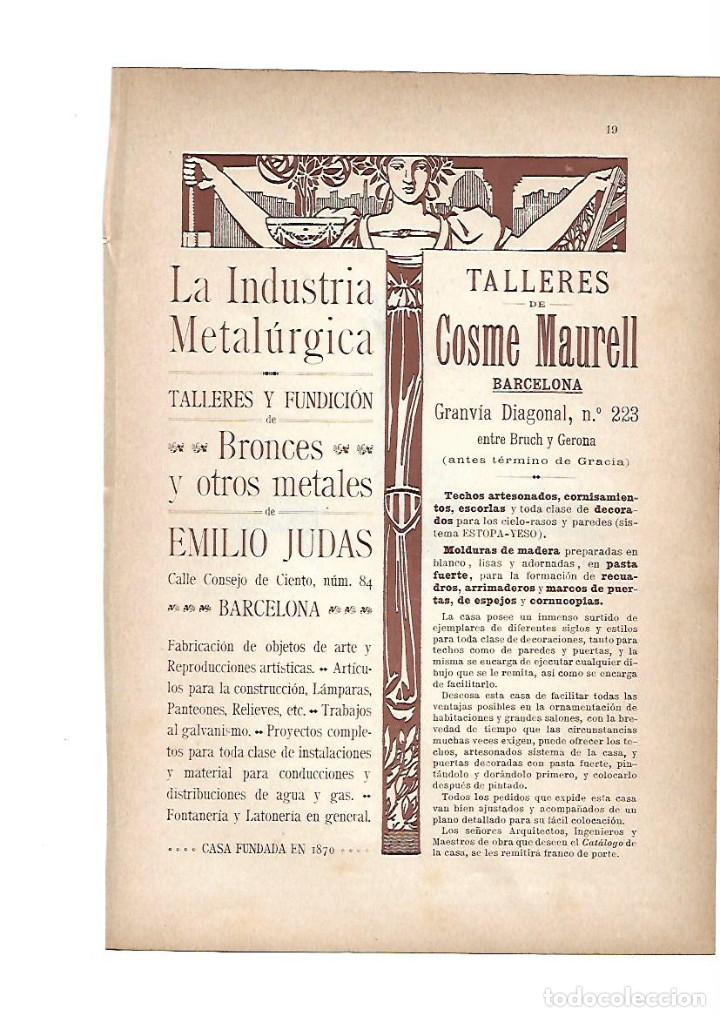 Collezionismo: A&Ntilde;O 1903 PUBLICIDAD ANUNCIO MODERNISTA EMILIO JUDAS BRONCE METALURGICA COSME MAURELL TALLERES