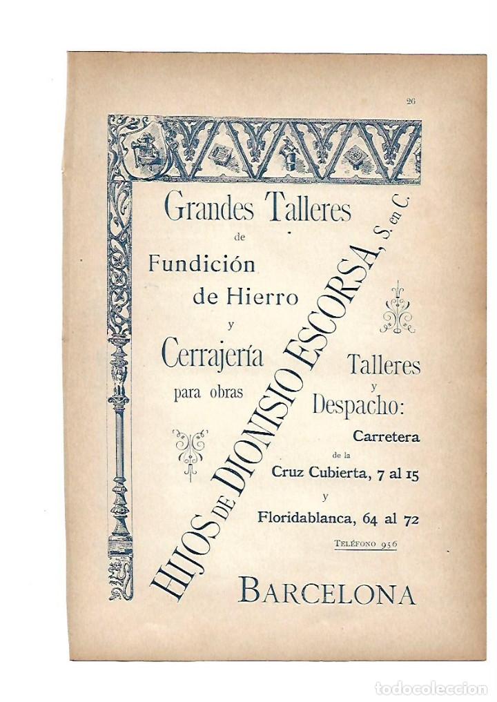 Collezionismo: A&Ntilde;O 1903 PUBLICIDAD ANUNCIO MODERNISTA HIJOS DIONISIO ESCORSA FUNDICION HIERRO CERRAJERIA