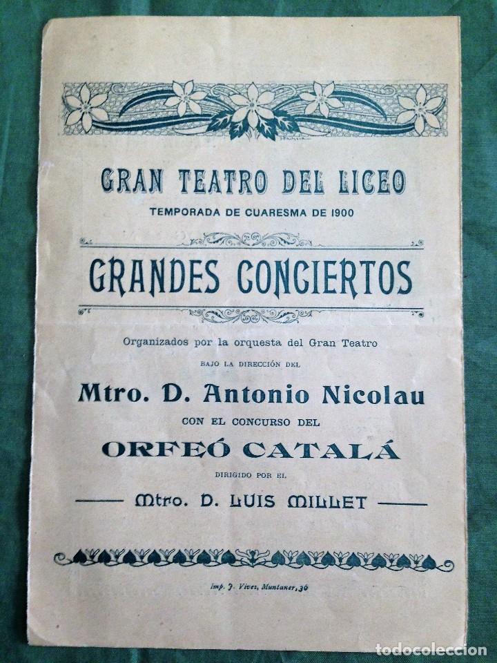 Coleccionismo: PROGRAMA DEL 18 DE MARZO DE 1900 - GRAN TEATRO DEL LICEO -