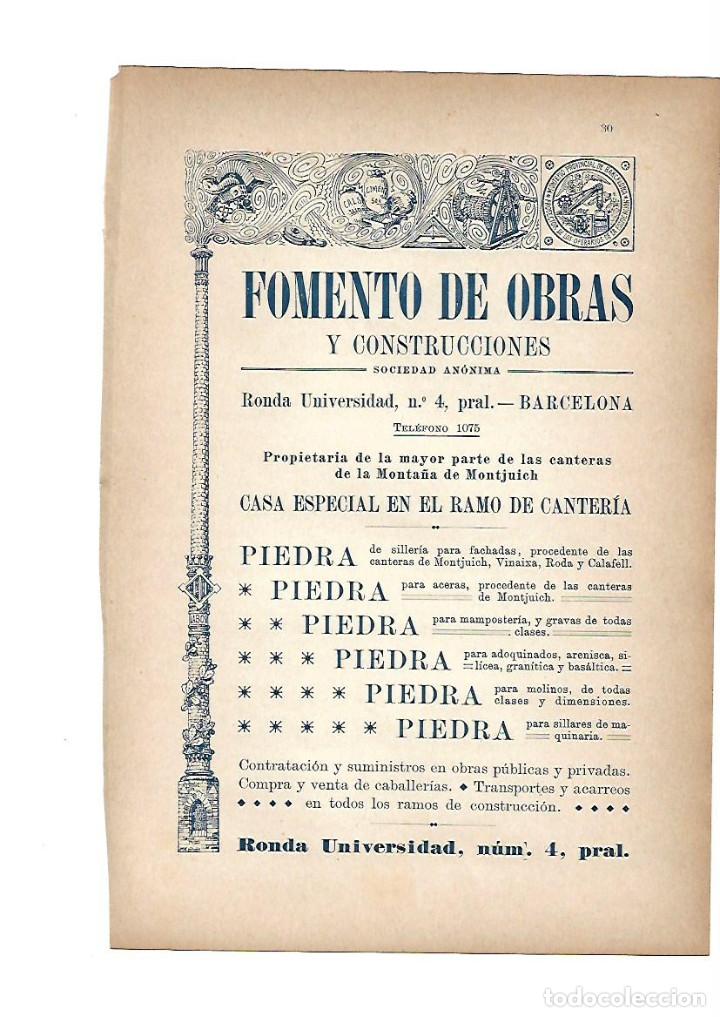 Collezionismo: A&Ntilde;O 1903 PUBLICIDAD ANUNCIO MODERNISTA FOMENTO DE OBRAS Y CONSTRUCCIONES CANTERIA RONDA UNIVERSIDAD