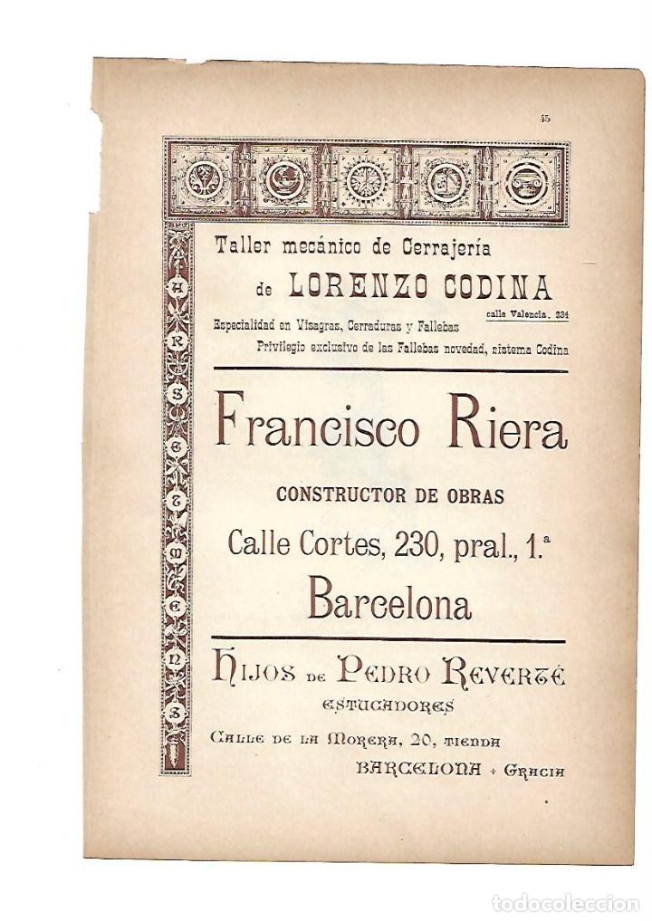 Collecting paper: A&Ntilde;O 1903 PUBLICIDAD ANUNCIO MODERNISTA CERRAJERIA LORENZO CODINA FRANCISCO RIERA HIJOS PEDRO REVERTE