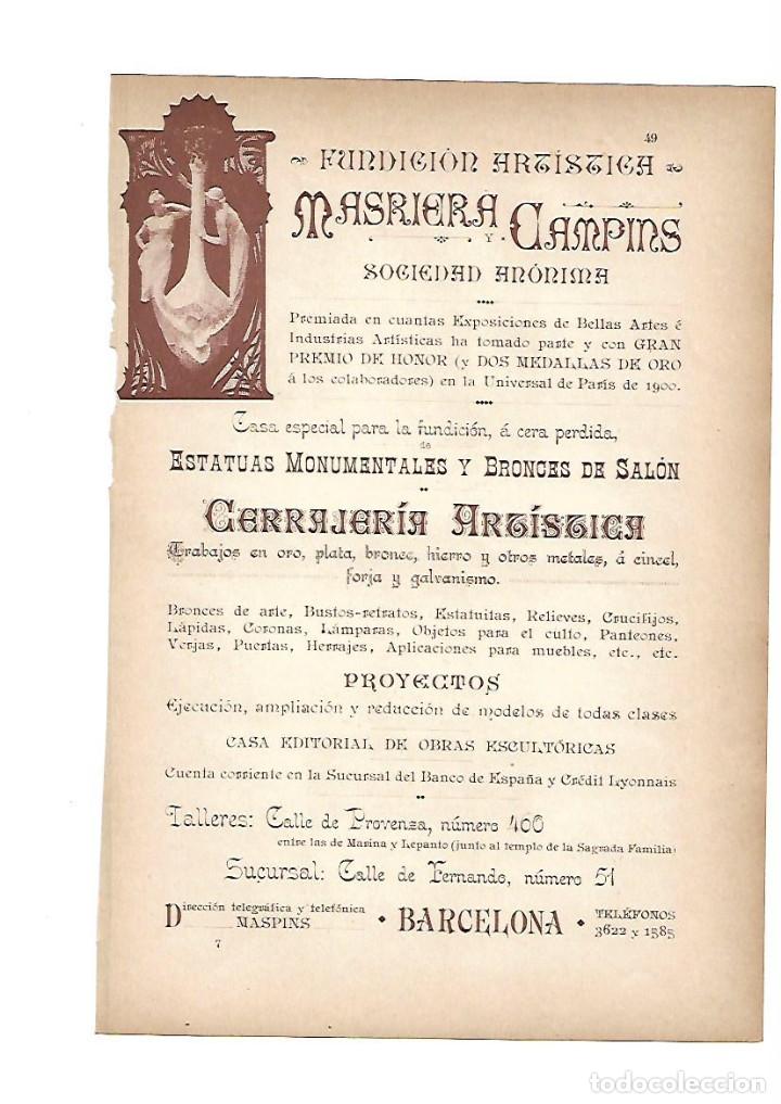 Collezionismo: A&Ntilde;O 1903 PUBLICIDAD ANUNCIO MODERNISTA MASRIERA CAMPINS FUNDICION CERRAJERIA ARTISTICA ESTATUAS