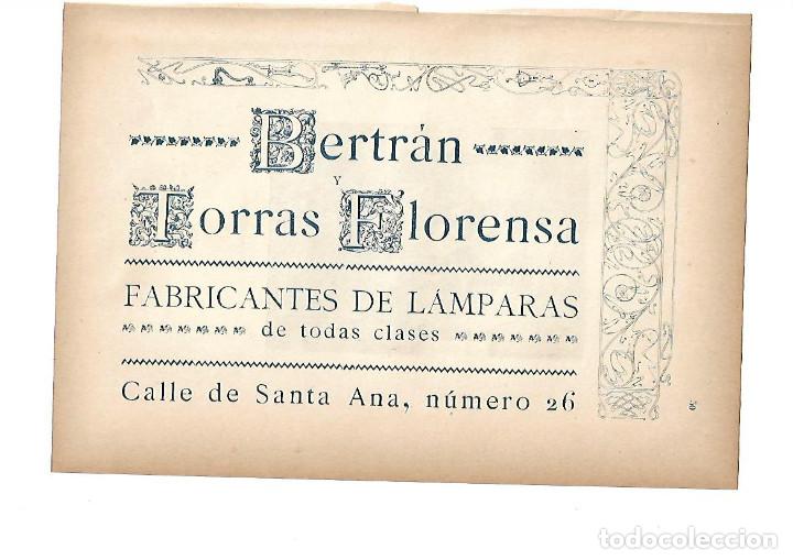Collecting paper: A&Ntilde;O 1903 PUBLICIDAD ANUNCIO MODERNISTA BERTRAN TORRAS FLORENSA FABRICANTE LAMPARAS CALLE SANTA ANA