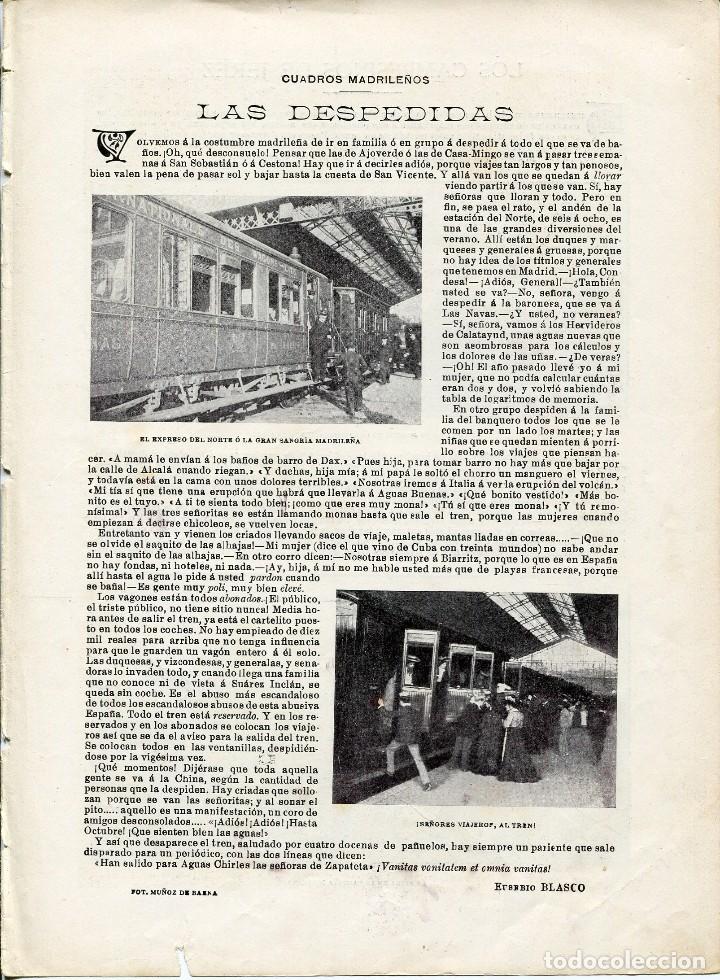 Coleccionismo: LAMINA ORIGINAL-A&Ntilde;O 1902--MADRID EL EXPRESO DEL NORTE-LOS CAMPESINOS DE JEREZ-