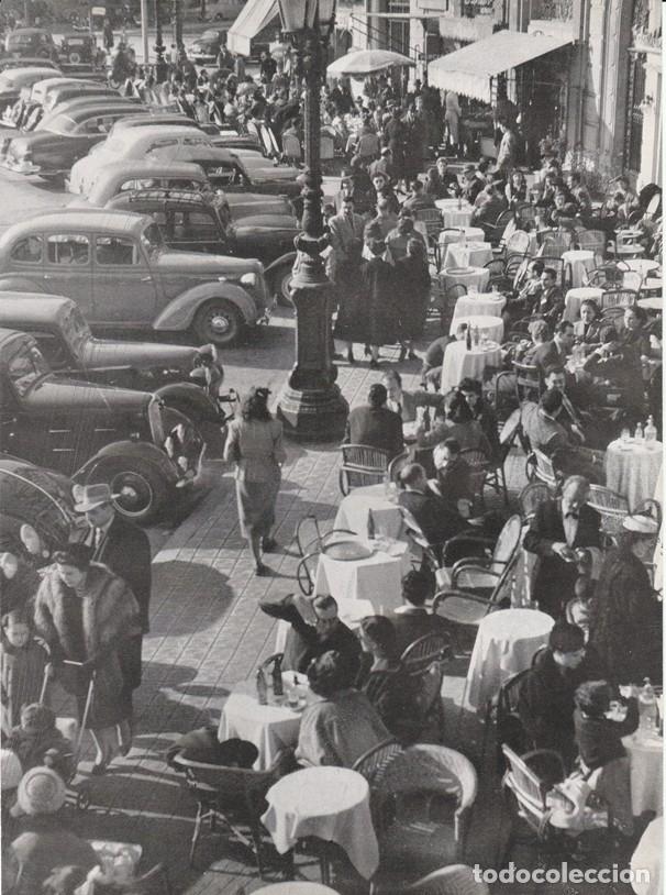 Sammelleidenschaft Papier: BARCELONA ANTIGUA - LAMINA / HOJA RECORTADA - TERRAZAS EN PLAZA CALVO SOTELO - COCHES DE LA EPOCA