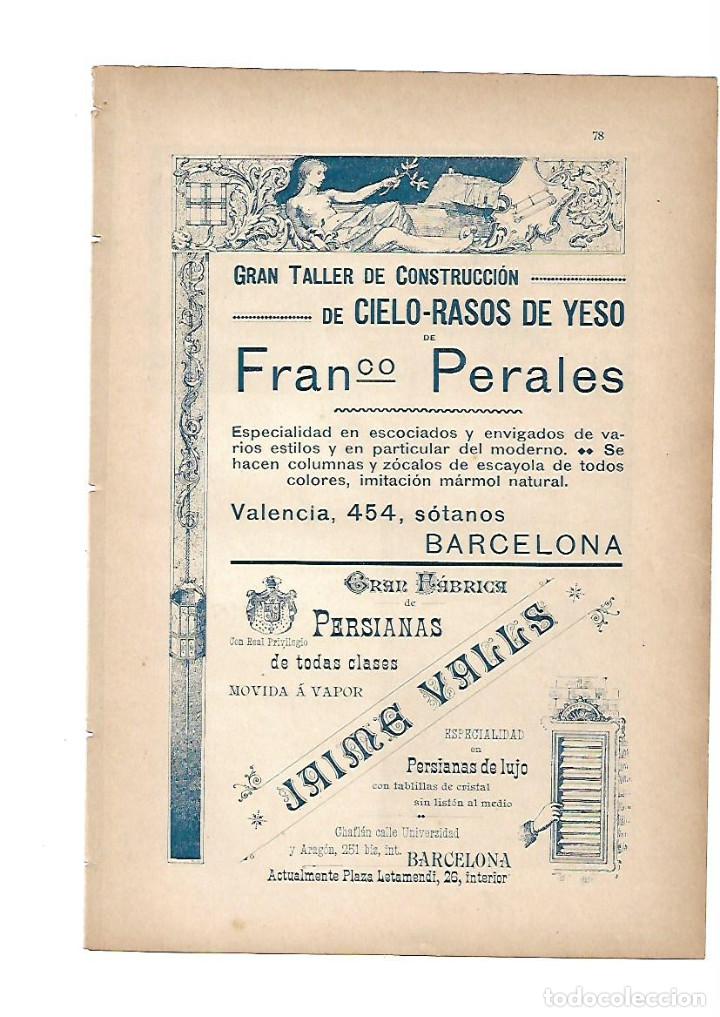 Coleccionismo: A&Ntilde;O 1903 PUBLICIDAD ANUNCIO MODERNISTA FRANCISCO PERALES CIELO RASO YESO JAIME VALLS PERSIANAS