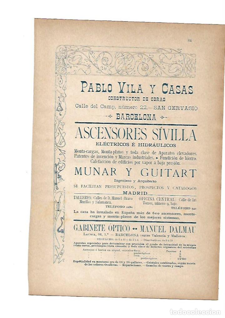 Collecting paper: A&Ntilde;O 1903 PUBLICIDAD MODERNISTA PABLO VILA CASAS ASCENSORES SIVILLA MUNAR GUITART DALMAU OPTICO