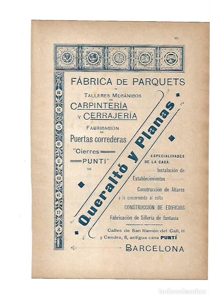 Coleccionismo: A&Ntilde;O 1903 PUBLICIDAD ANUNCIO MODERNISTA QUERALTO Y PLANAS FABRICA DE PARQUETS CARPINTERIA CERRAJERIA