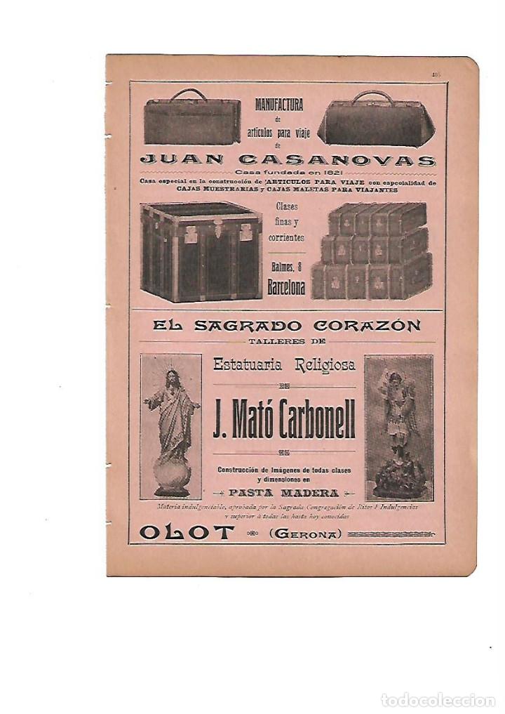 Sammelleidenschaft Papier: A&Ntilde;O 1910 PUBLICIDAD JUAN CASANOVAS ARTICULOS VIAJE  MATO CARBONELL OLOT ESTATUARIA RELIGIOSA