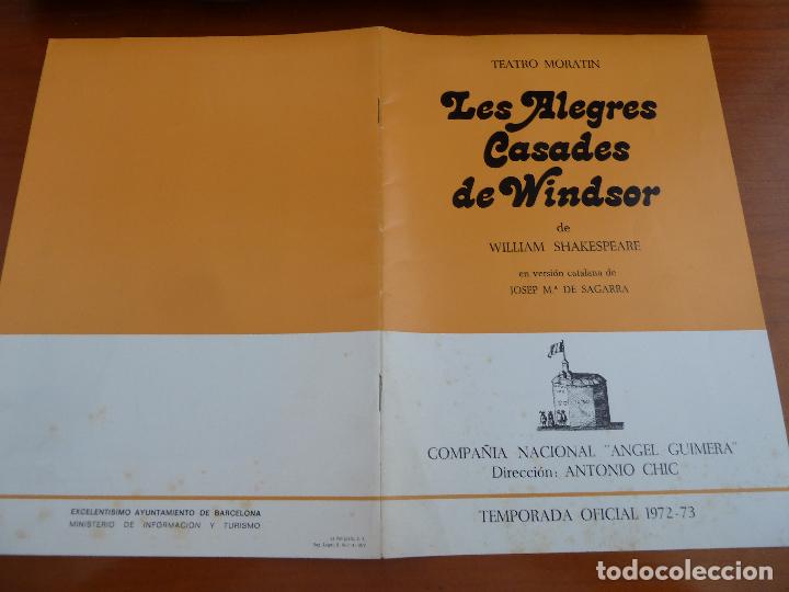 Coleccionismo: les alegres casades de windsor shakespeare teatro moratinbarcelona folleto de mano antiguo de teatro