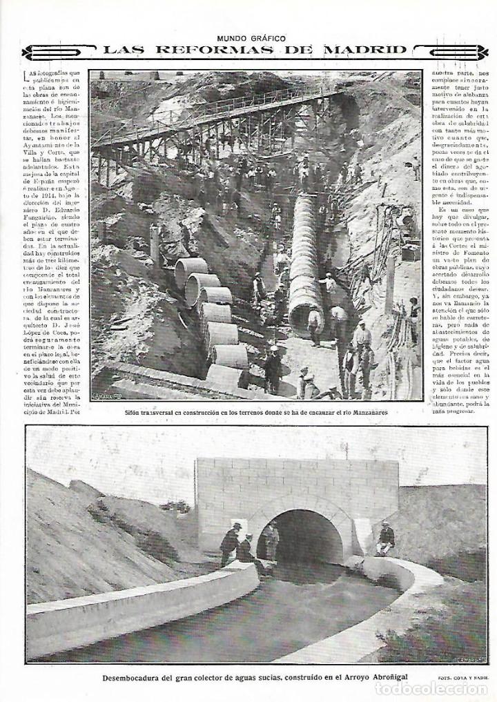 Coleccionismo: A&Ntilde;O 1916 RECORTE PRENSA MADRID REFORMAS OBRAS CAUCE MANZANARES ARROYO ABRO&Ntilde;IGAL COLECTOR AGUA SUCIA