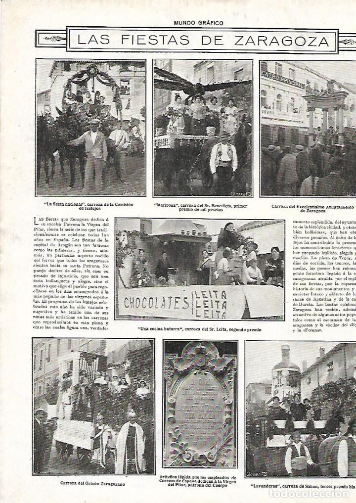 Collecting paper: A&Ntilde;O 1916 RECORTE PRENSA ZARAGOZA FIESTAS CARROZAS COCINA BATURRA CHOCOLATES LEITA SEGUNDO PREMIO