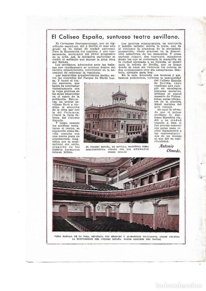 Coleccionismo: A&Ntilde;O 1933 RECORTE PRENSA EL COLISEO ESPA&Ntilde;A SUNTUOSO TEATRO SEVILLANO SEVILLA HERMANOS GOMEZ MILLAN