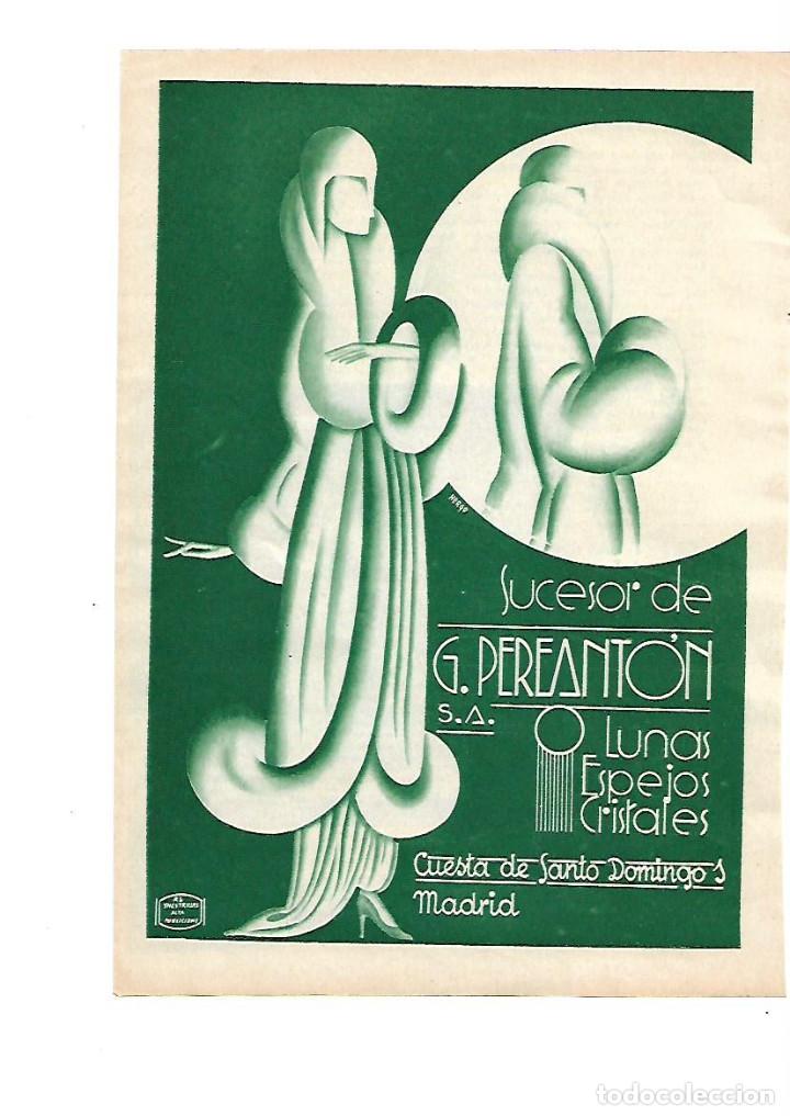Collecting paper: A&Ntilde;O 1933 RECORTE PRENSA PUBLICIDAD LUNA ESPEJOS CRISTALES SUCESOR DE PEREANTON MADRID