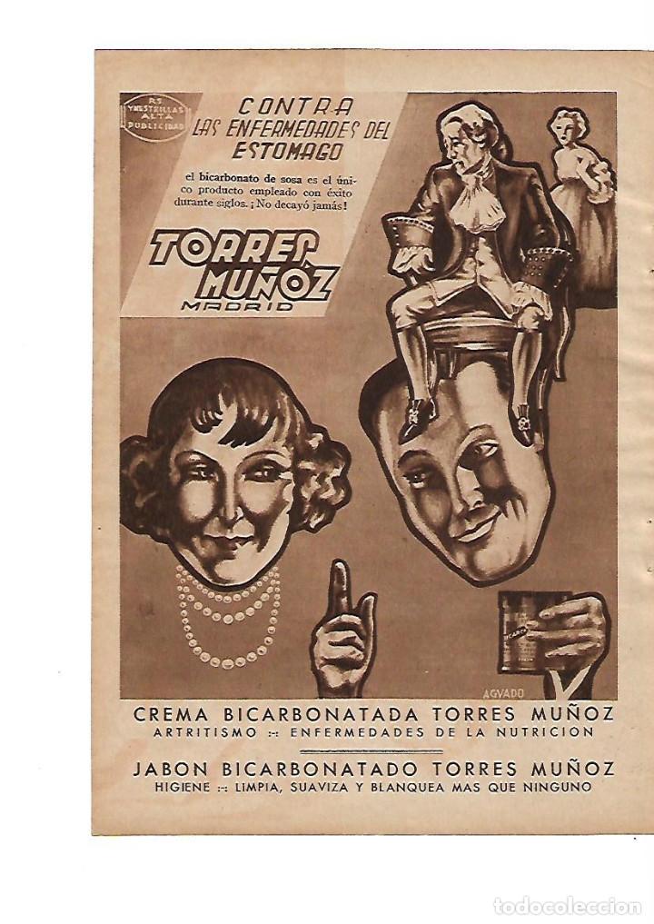 Sammelleidenschaft Papier: A&Ntilde;O 1933 RECORTE PRENSA PUBLICIDAD BICARBONATO TORRES MU&Ntilde;OZ JABON CREMA BICARBONATADA