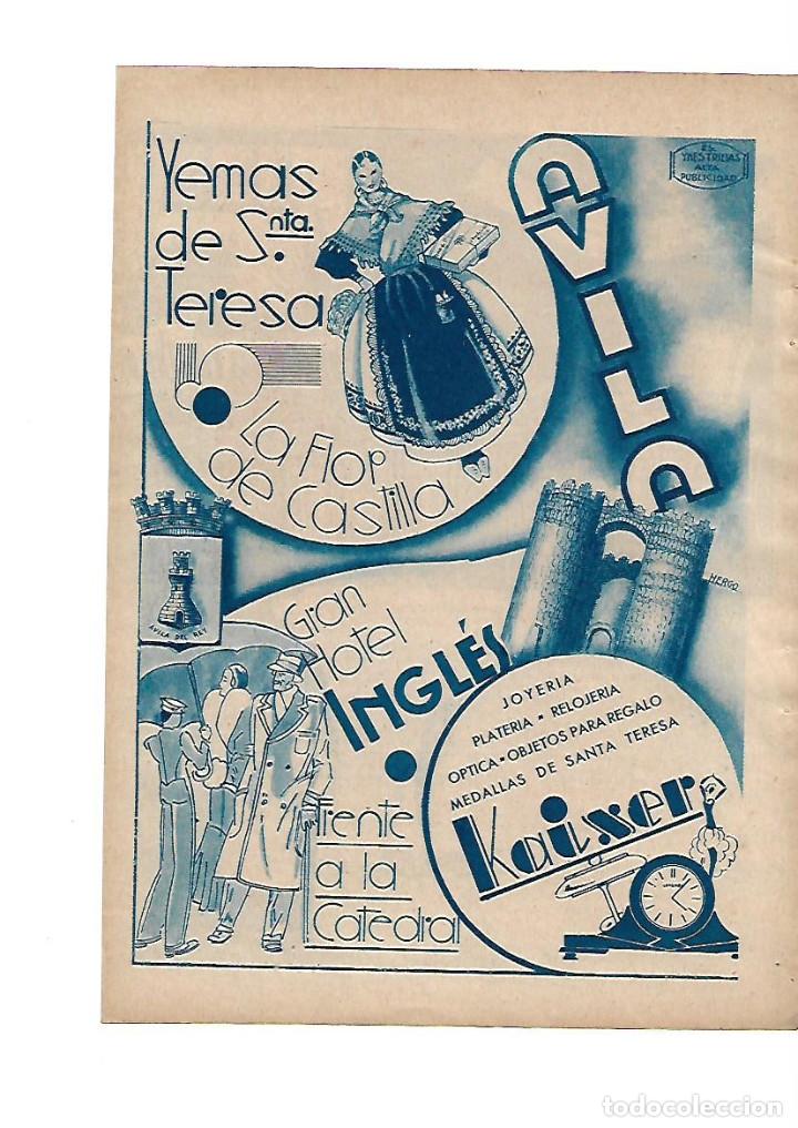 Coleccionismo: A&Ntilde;O 1933 PUBLICIDAD AVILA YEMAS SANTA TERESA LA FLOR DE CASTILLA GRAN HOTEL INGLES JOYERIA KAIXER