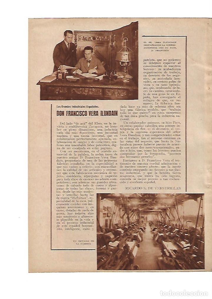Collecting paper: A&Ntilde;O 1933 RECORTE PRENSA REPORTAJE ENTREVISTA FRANCISCO VERA ILUNDAIN ZARAGOZA FABRICA TEXTIL CORDEL