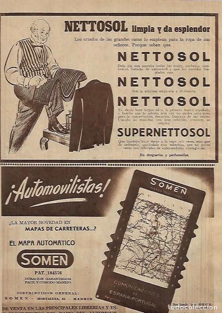 Collecting paper: A&Ntilde;O 1952 RECORTE PUBLICIDAD NETTOSOL MAPA DE CARRETERAS SOMEN