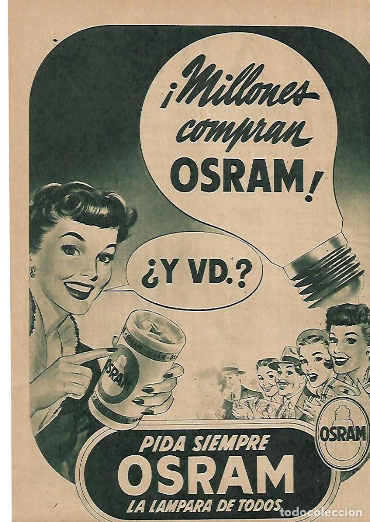 Collecting paper: A&Ntilde;O 1952 RECORTE PRENSA PUBLICIDAD OSRAM LA LAMPARA DE TODOS BOMBILLA LUZ