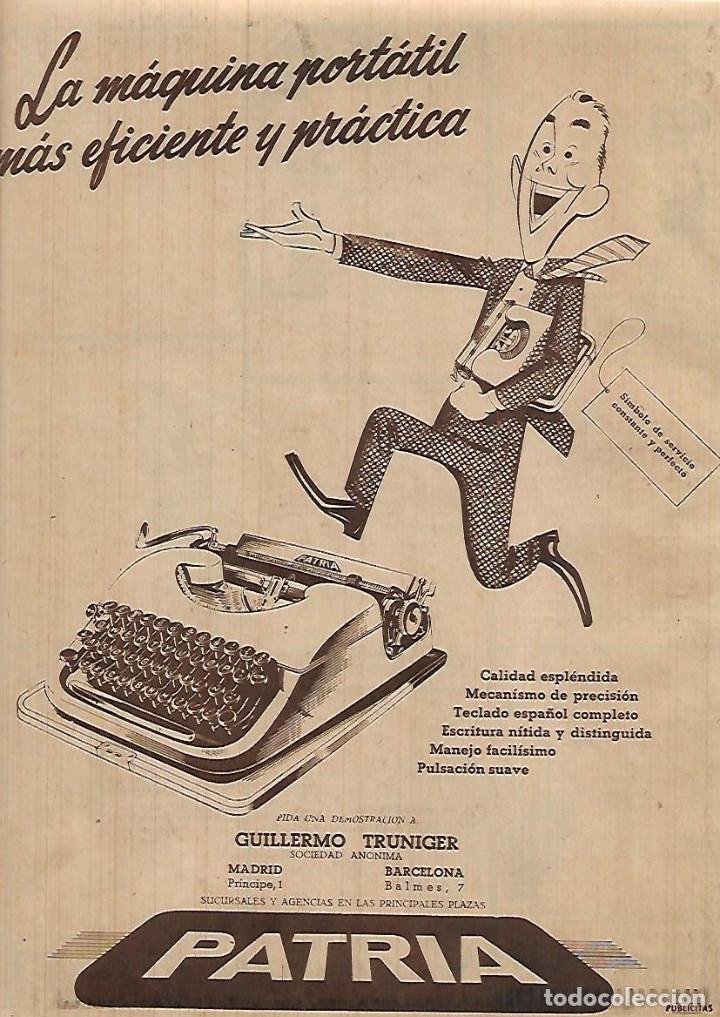 Collectionnisme: A&Ntilde;O 1952 RECORTE PRENSA PUBLICIDAD MAQUINA DE ESCRIBIR PATRIA