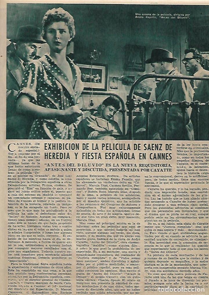 Collectionnisme: A&Ntilde;O 1954 RECORTE PRENSA FESTIVAL CINE CANNES EXHIBICION PELICULA ANTES DEL DILUVIO SAENZ DE HEREDIA