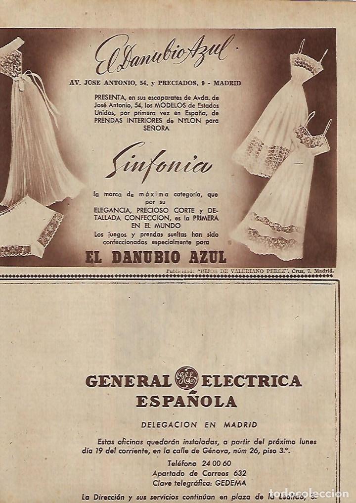 Collectionnisme: A&Ntilde;O 1954 RECORTE PRENSA PUBLICIDAD MODA INTIMA EL DANUBIO AZUL SINFONIA MADRID