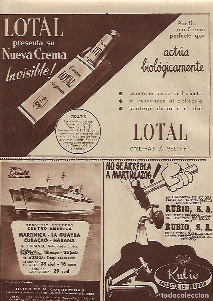 Colecionismo: A&Ntilde;O 1954 RECORTE PRENSA PUBLICIDAD CREMA LOTAL BELLEZA COSMETICA GRIFERIA RUBIO MADRID