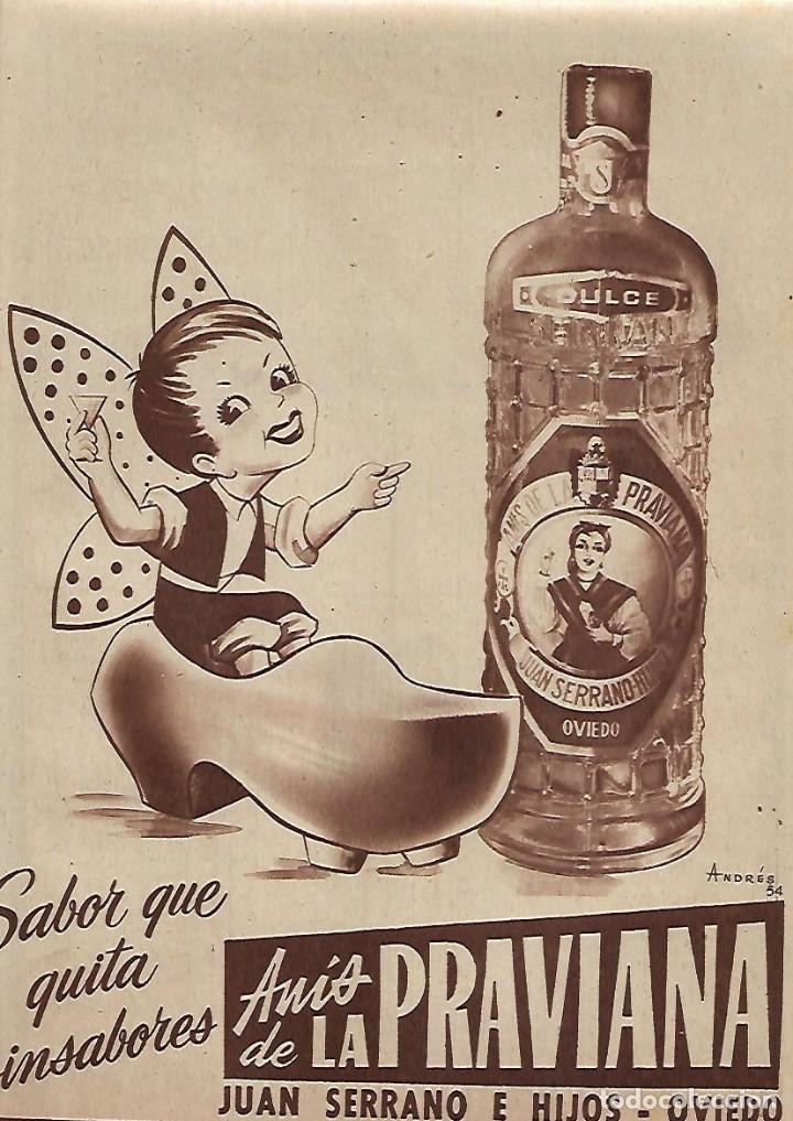Coleccionismo: A&Ntilde;O 1954 RECORTE PRENSA PUBLICIDAD BEBIDAS ANIS DE LA PRAVIANA JUAN SERRANO OVIEDO