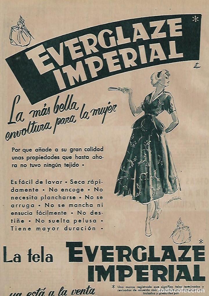 Colecionismo: A&Ntilde;O 1954 RECORTE PRENSA PUBLICIDAD TELA EVERGLAZE IMPERIAL TEJIDO