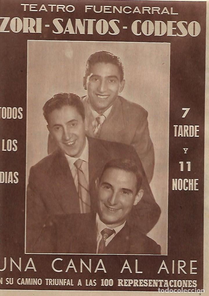 Colecionismo: 1954 HOJA PRENSA TEATRO MARIA GUERRERO CRIMEN PERFECTO FUENCARRAL ZORI SANTOS CODESO UNA CANA AL AIR