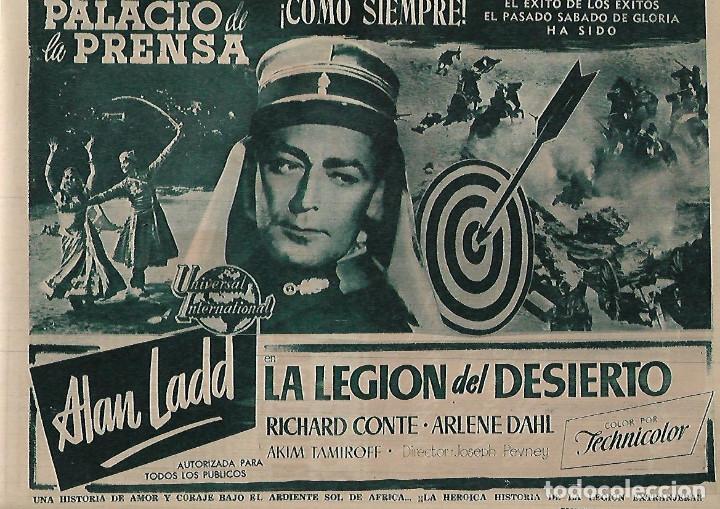 Coleccionismo: A&Ntilde;O 1954 RECORTE PRENSA CINE PALACIO DE LA PRENSA PELICULA LA LEGION DEL DESIERTO RICHARD CONTE