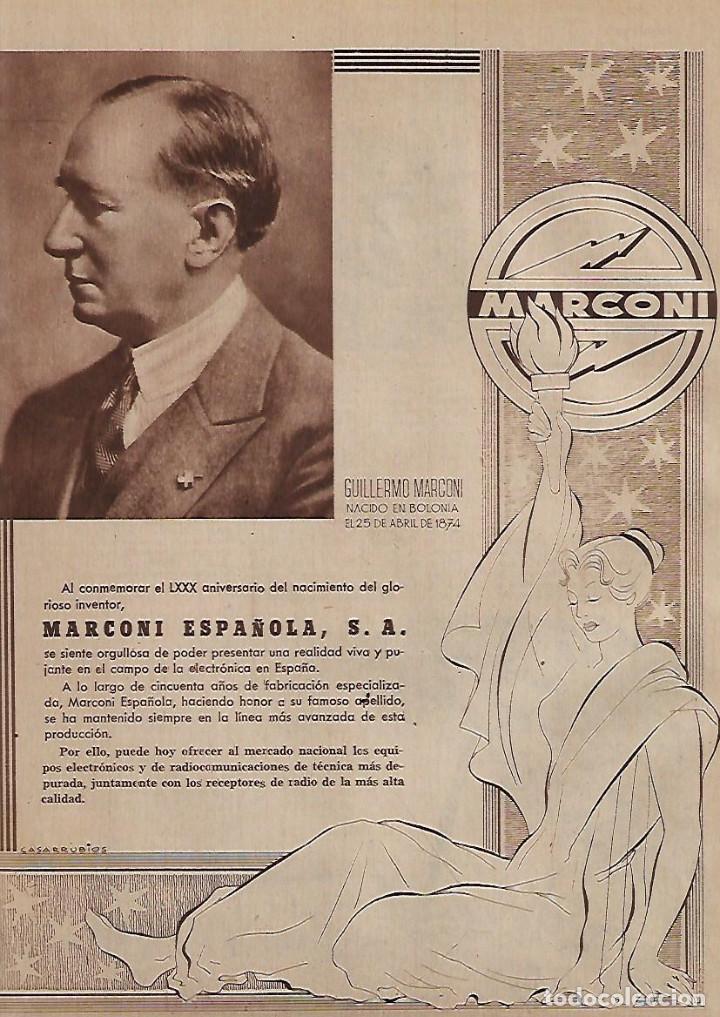 Coleccionismo: A&Ntilde;O 1954 RECORTE PRENSA PUBLICIDAD MARCONI ESPA&Ntilde;OLA GUILLERMO MARCONI