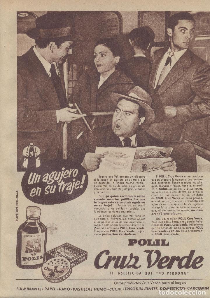 Collecting paper: A&Ntilde;O 1954 RECORTE PRENSA PUBLICIDAD INSECTICIDA POLIL CRUZ VERDE POLILLAS