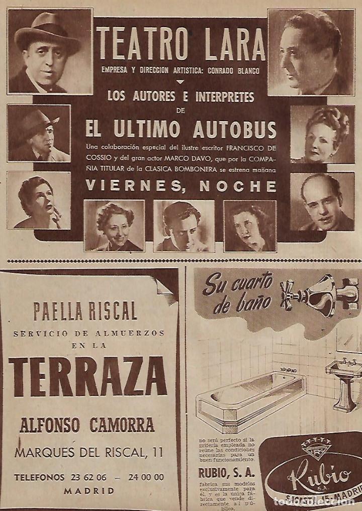Collecting paper: A&Ntilde;O 1954 RECORTE PRENSA TEATRO LARA EL ULTIMO AUTOBUS AUTORES ACTORES