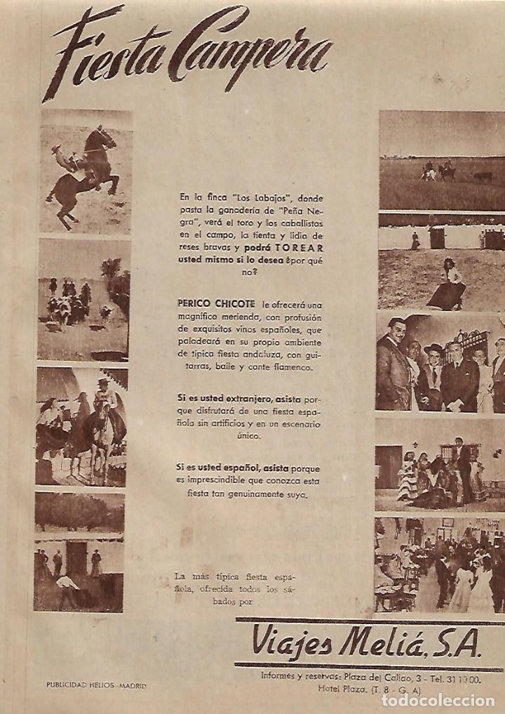 Collezionismo: A&Ntilde;O 1954 RECORTE PRENSA PUBLICIDAD TURISMO VIAJES MELIA FIESTA CAMPERA LOS LABAJOS PERICO CHICOTE