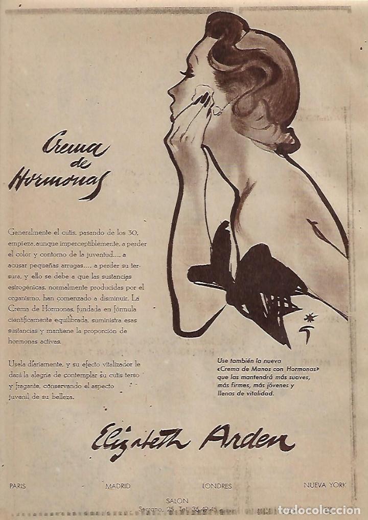 Sammelleidenschaft Papier: A&Ntilde;O 1954 RECORTE PRENSA PUBLICIDAD CREMA DE HORMONAS ELIZABETH ARDEN COSMETICA BELLEZA
