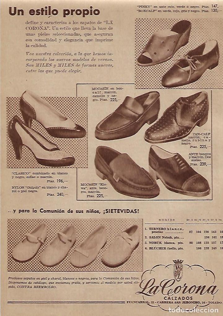 Coleccionismo: A&Ntilde;O 1954 RECORTE PRENSA PUBLICIDAD LA CORONA CALZADOS ZAPATERIA