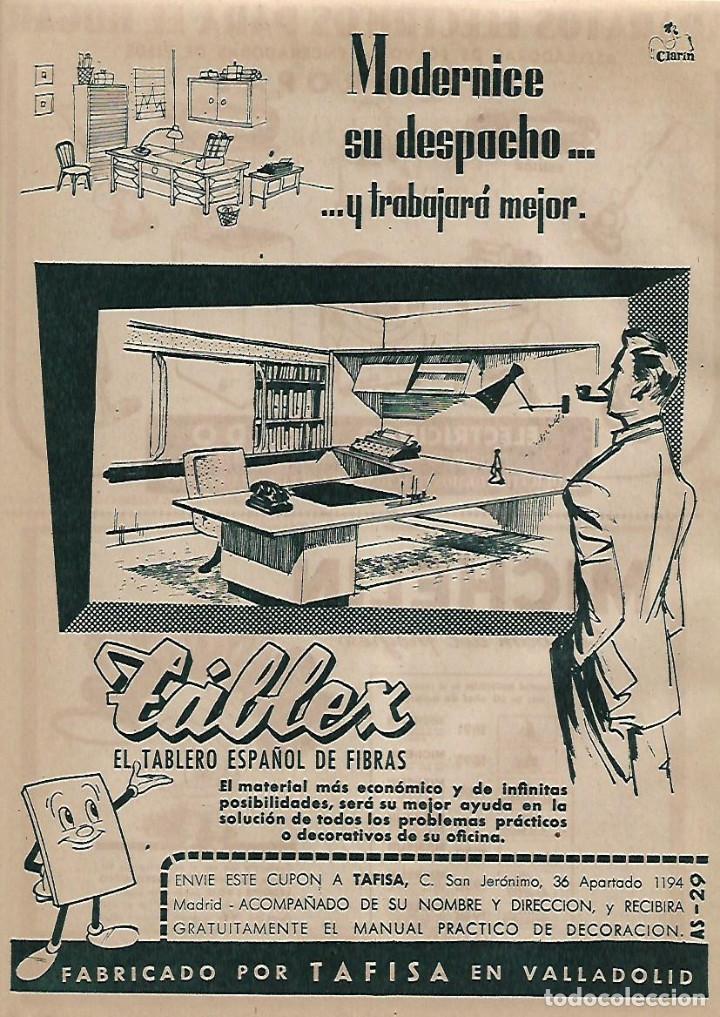 Collectionnisme: A&Ntilde;O 1954 RECORTE PRENSA PUBLICIDAD TABLEX TAFISA ELECTRICIDAD PRADO NEUMATICOS MICHELIN RUEDAS