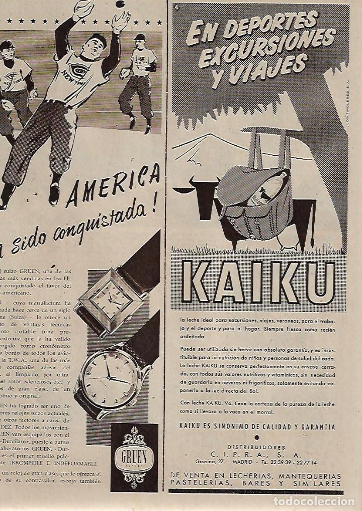 Sammelleidenschaft Papier: A&Ntilde;O 1956 RECORTE PRENSA PUBLICIDAD RELOJ GRUEN ALIMENTACION LECHE KAIKU