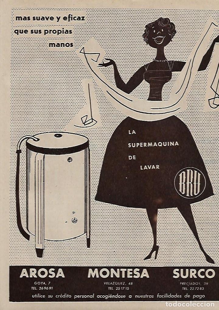 Colecionismo: A&Ntilde;O 1956 RECORTE PRENSA PUBLCIDAD ELECTRODOMESTICOS LAVADORA BRU MODA TRAJE CORTEFIEL HOMBRE