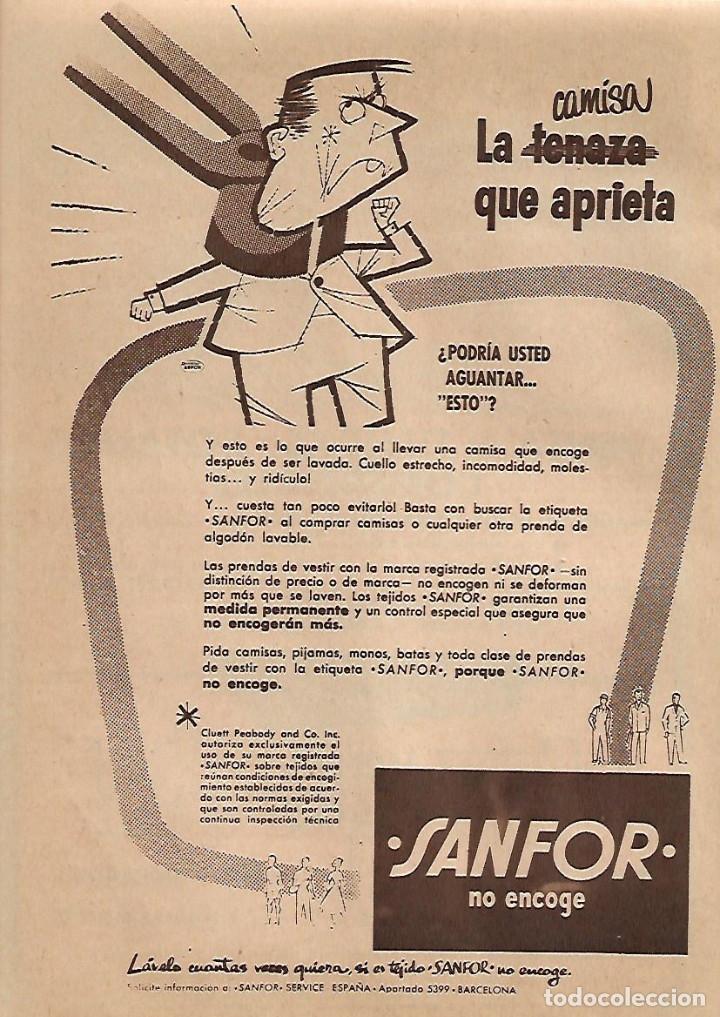 Collecting paper: A&Ntilde;O 1956 RECORTE PRENSA PUBLICIDAD MODA CAMISA SANFOR