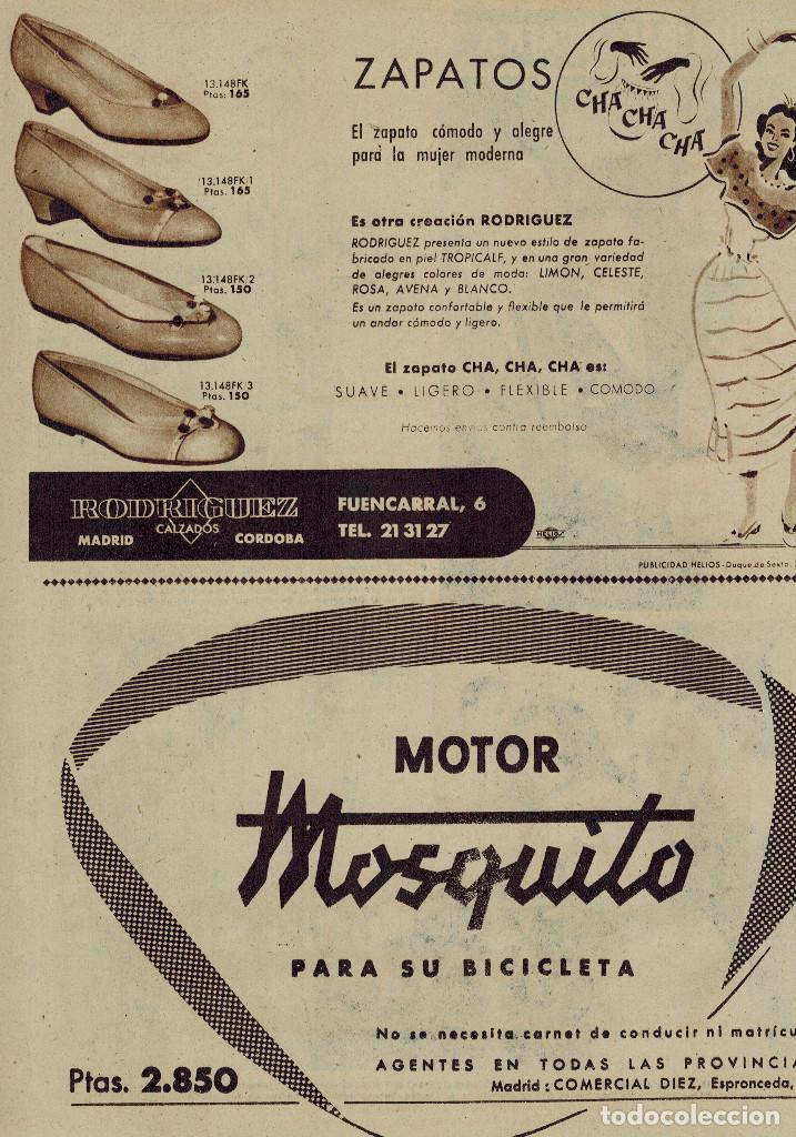 Colecionismo: A&Ntilde;O 1956 RECORTE PRENSA RODRIGUEZ ZAPATOS CHA CHA CHA CALZADOS MOTOR MOSQUITO BICICLETA