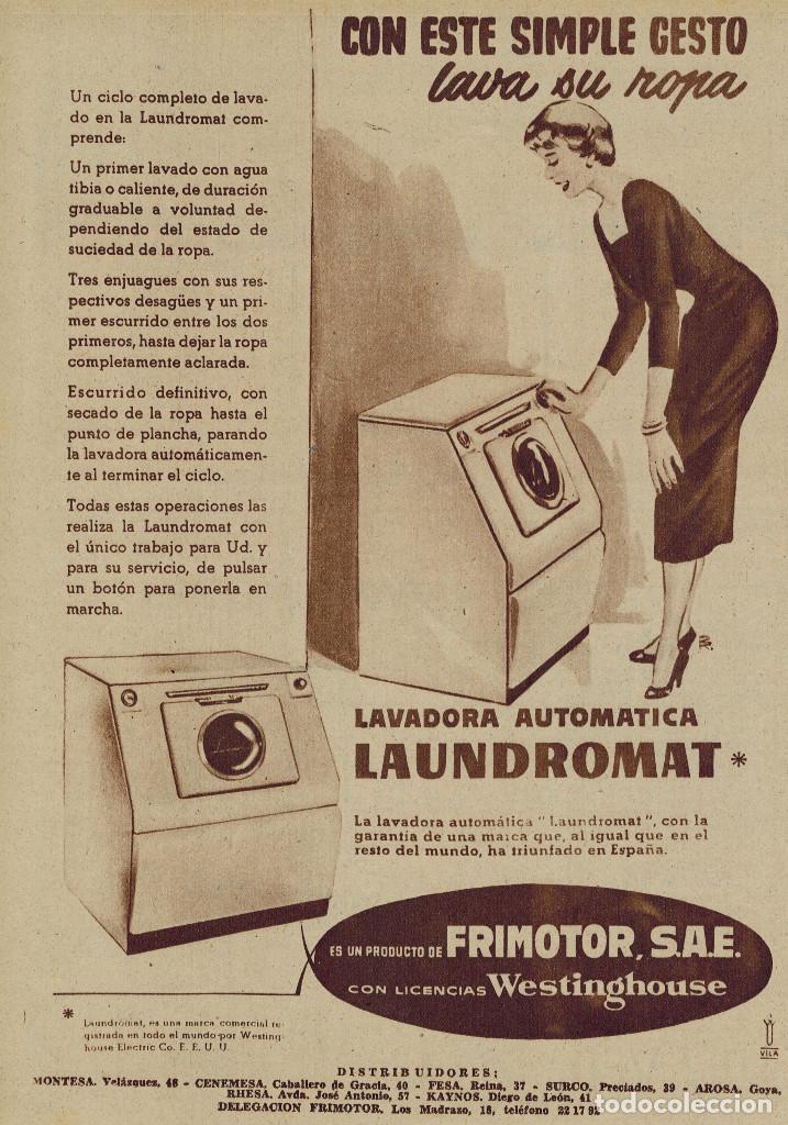 Collecting paper: A&Ntilde;O 1956 RECORTE PRENSA PUBLICIDAD FRIMOTOR LAVADORA AUTOMATICA LAUNDROMAT ELECTRODOMESTICOS