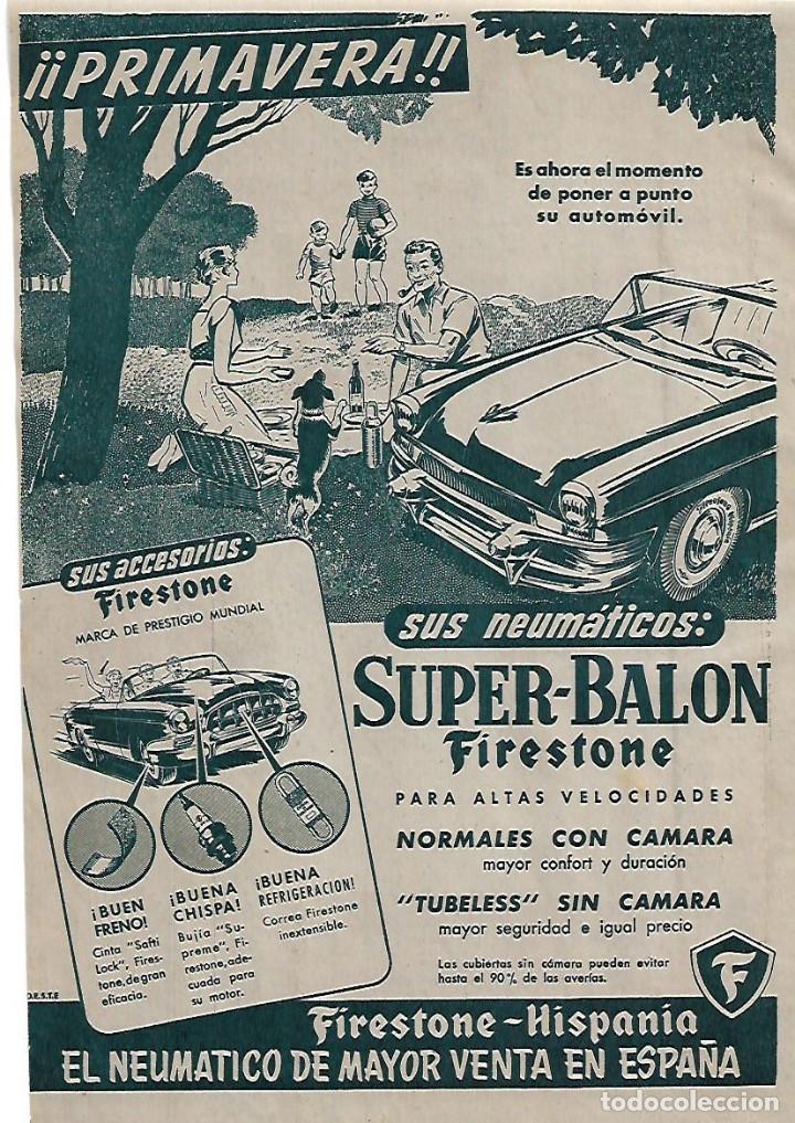 Sammelleidenschaft Papier: A&Ntilde;O 1956 RECORTE PRENSA PUBLICIDAD NEUMATICOS SUPER BALON FIRESTONE HISPANIA RUEDAS COCHES