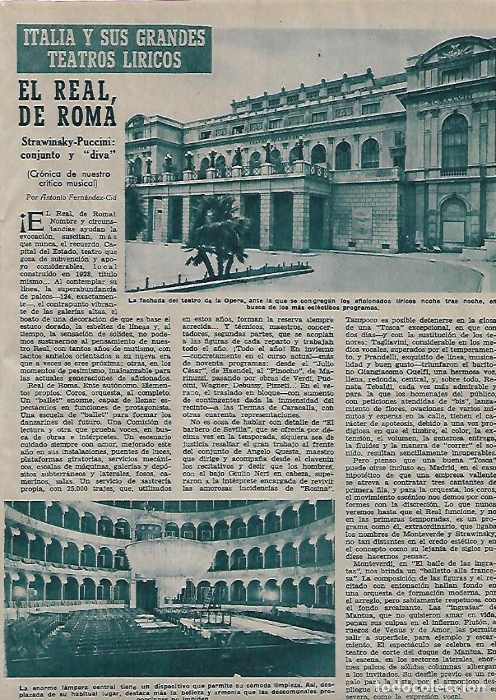 Colecionismo: A&Ntilde;O 1956 RECORTE PRENSA TEATRO REAL DE ROMA TEATRO LIRICO ITALIA